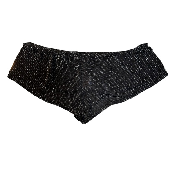 4/$24 SOURY Paris Elegant Black with Silver Shimmer Shortie Pajama Shorts - Picture 2 of 5